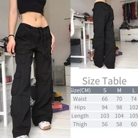 y2k pockets cargo pants for women straight pants harajuku vintage 90s aesthetic low waist trousers wide leg baggy jeans