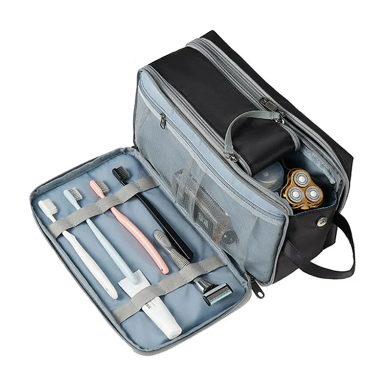 

Men Travel Waterproof Toiletry Storage Bag Wear-resisting Shaving Shower Toothbrush Organizer Multi Pocket Spacing Wash Pouch