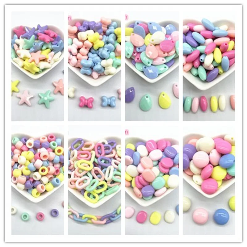 

All Kinds of Shape Colourful Acrylic Loose Spacer Beads for Jewelry Making DIY Beaded Material Early Education Accessories