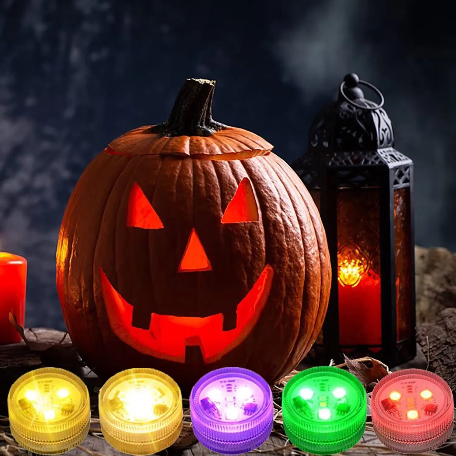 

10pcs/lot Halloween Mini LED Pumpkin Lights Battery Operated Jack-O-Lantern Lights with Remote for Halloween Pumpkin Decorations