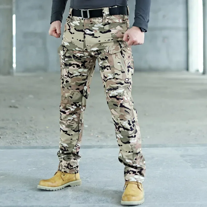 Мужские водонепроницаемые и теплые брюки повседневные длинные с несколькими