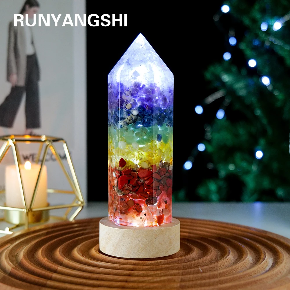 

Natural Crystal Chips DIY Aogen Chakra Crystal Point Healing Gem Crystal Lamp Rose Quartz Energy Decoration Light