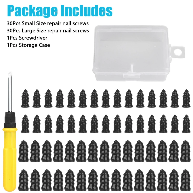 

60 шт. комплект вакуумных винтов для шин для автомобиля, мотоцикла, резиновая заглушка Nai, без клея, ремонтная пленка для ногтей, комплект для ремонта прокола шин