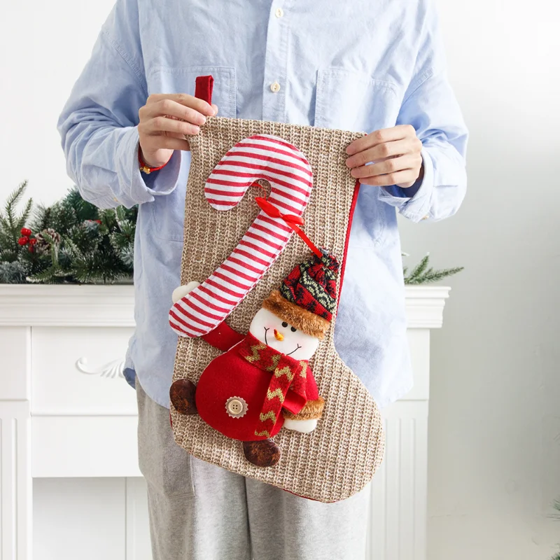 

Large Knitted Christmas Stockings Cartoon Doll Creative Xmas Socks Home Holiday Decorations Children Gift Bag Pendant Ornaments