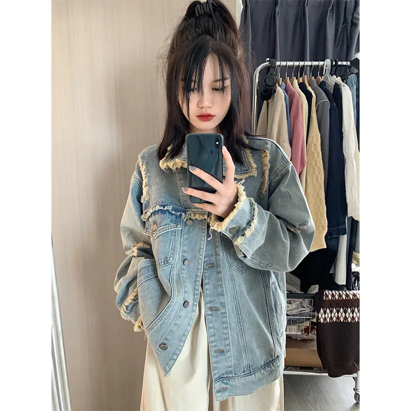 

Denim Coat Women's Early Autumn Design Sense Small American Retro Premium Sense Spring Autumn Top Cardigan