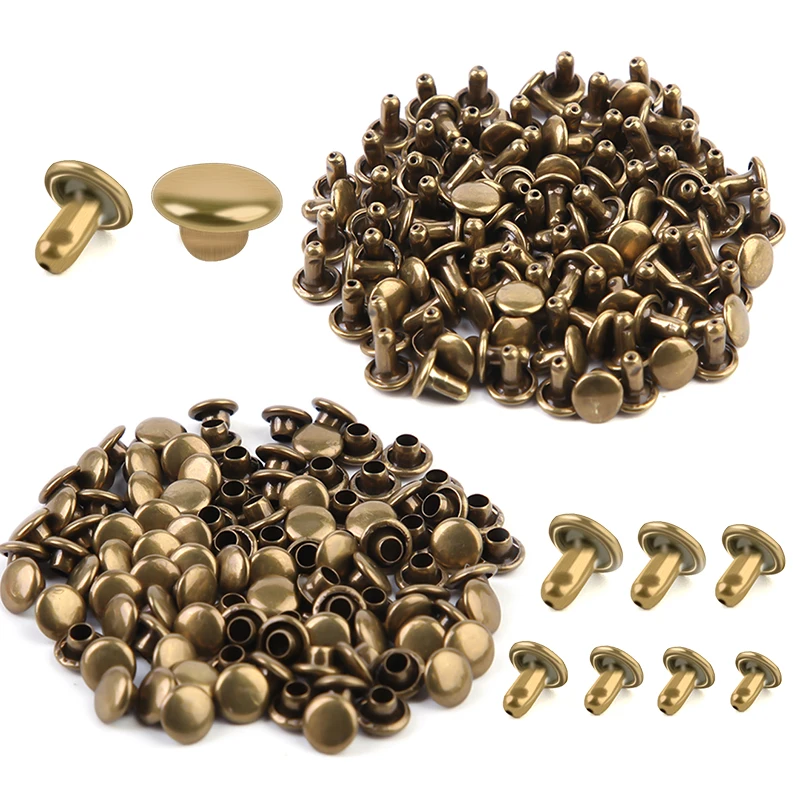 

RORGETO 100pairs Metal Double Cap Rivets Studs Round Rivet for Leather Craft Bag Belt Clothing Garment Shoes Pet Collar Decor