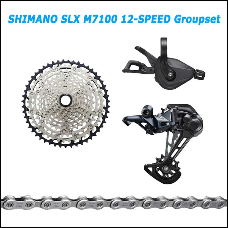Фото Набор переключателей передач SHIMANO SLX M7100, 12 скоростей, для горных велосипедов, задний переключатель передач 10-51T, кассета Microspline, M7100 chain №5