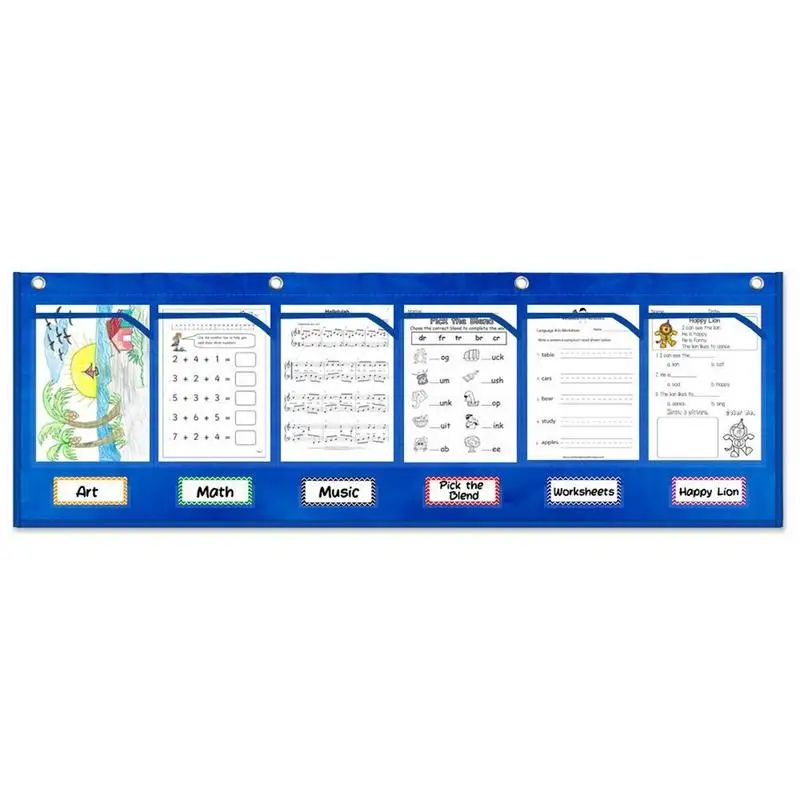 

Hanging File Organizer For Classroom Pocket Chart Wall File Holder With Labels School Paper Organizer For Home With 6