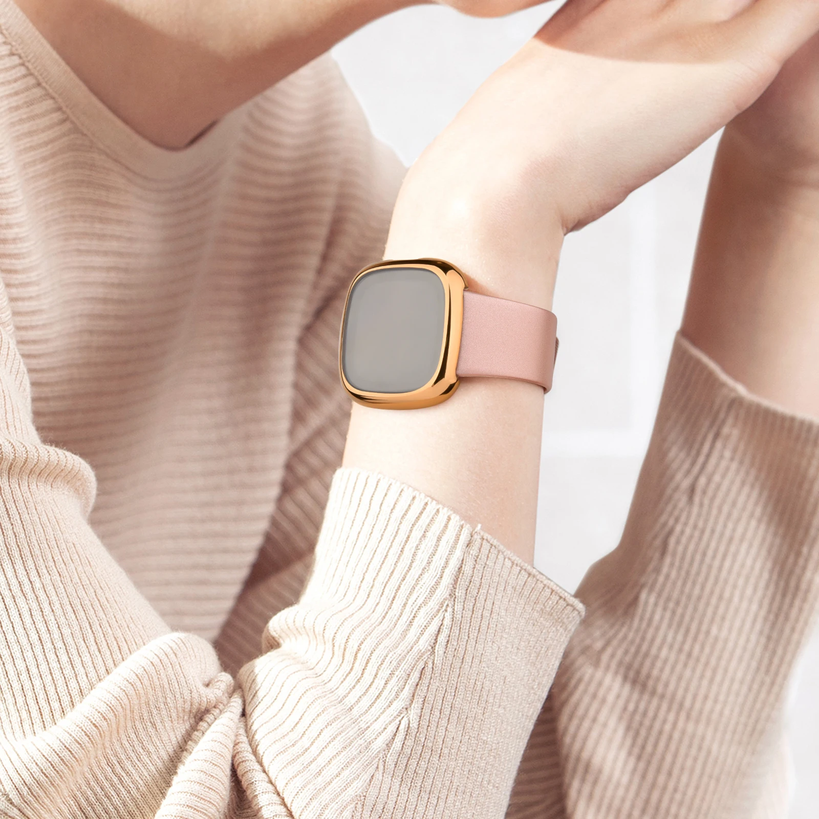 Watch Cover Case for Fitbit Versa 2/Versa 3/Versa 4 Screen Protector Case Bumper Cover for Fitbit Sense 2/Sense Protective Case