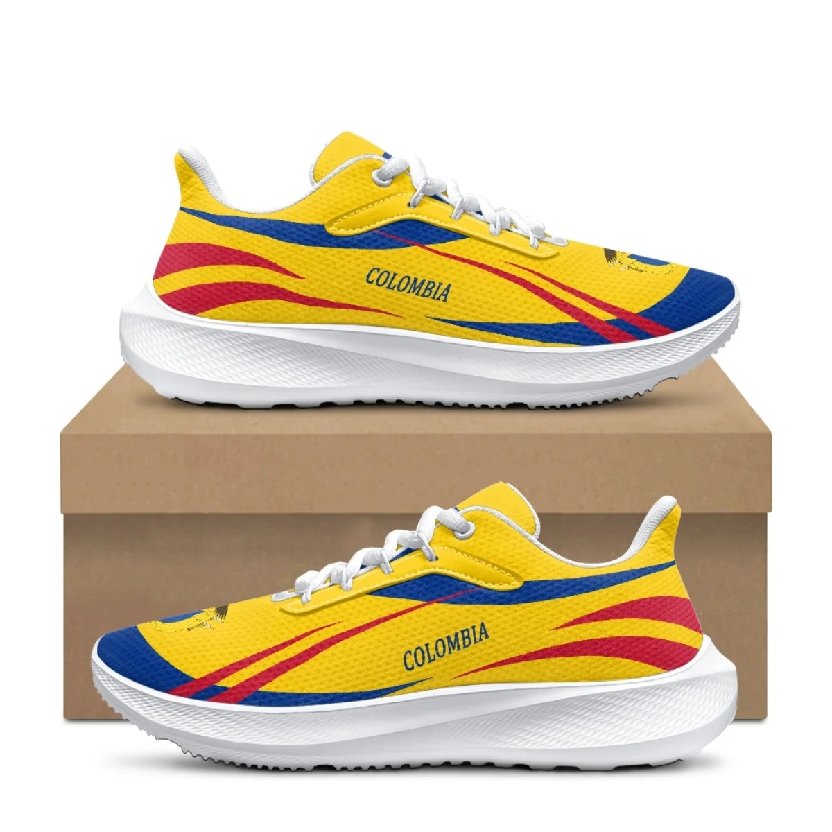 

Brand Design Colombia Country Flag Women's Men Sneakers Spring Autumn Lace-up Shoes Outdoor Travel Non-slip Breathable Footwear