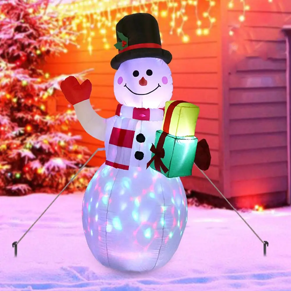 

Рождественские надувные украшения 6 футов, красочные светодиодные лампы, надувной снеговик для помещений и улицы, светильник