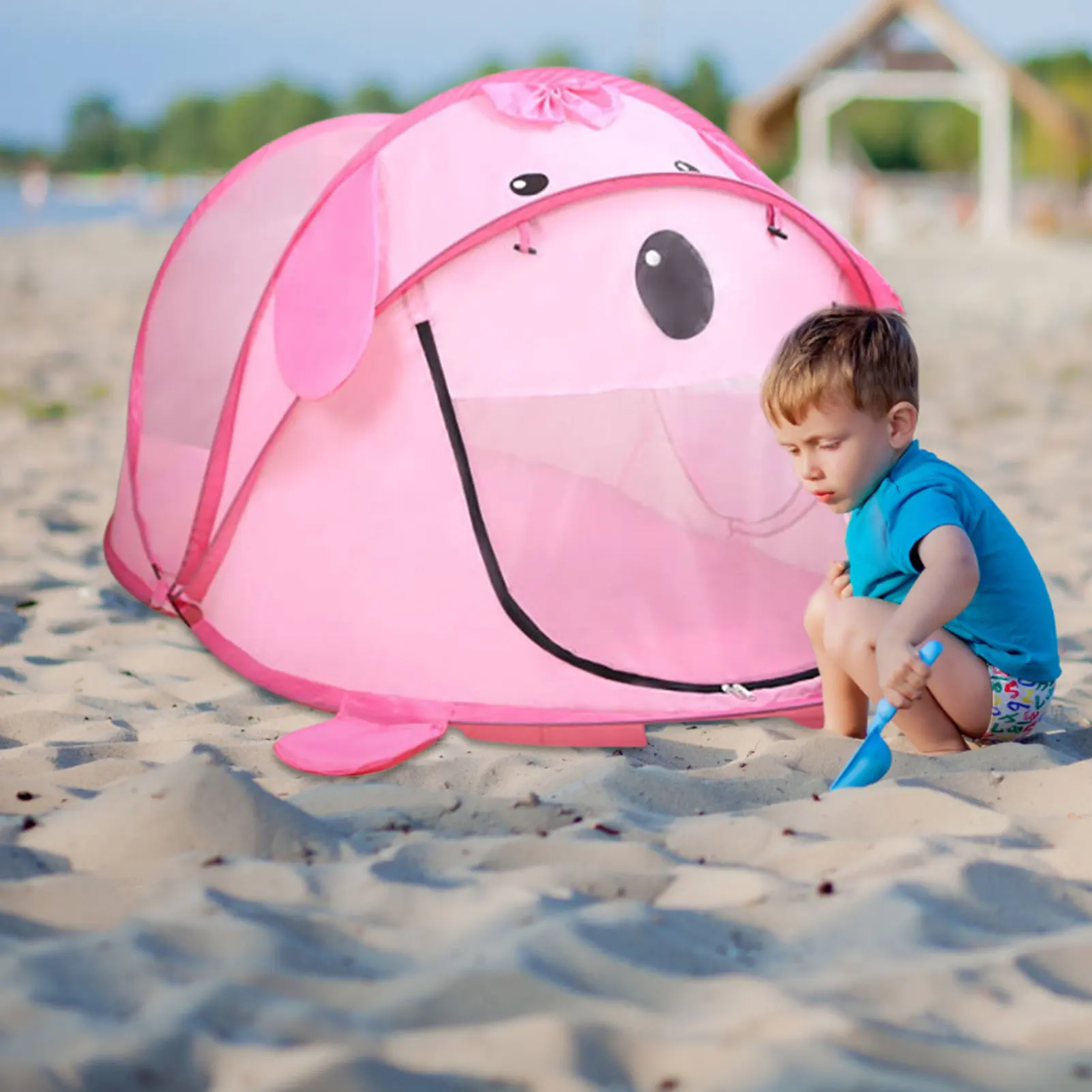 

Детская палатка с мультяшными животными, портативная Тигровая детская палатка на открытом воздухе, большая всплывающая игрушка, строитель...