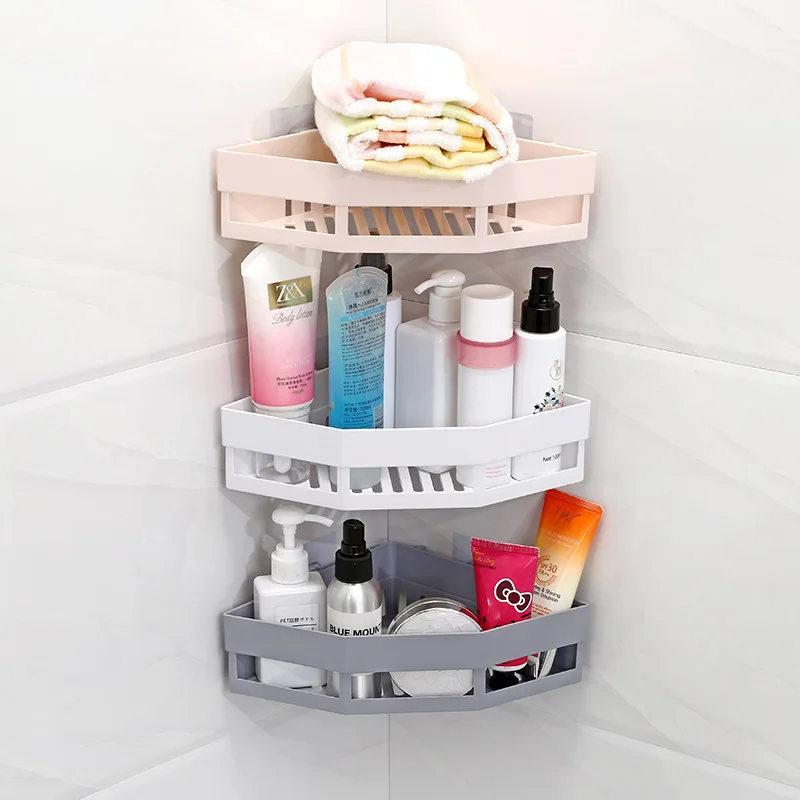 

Plastic Wall-mounted Bathroom Shelf Bathroom Shelves House Household Items Furniture Accessories Kitchen Storage WC Organizer