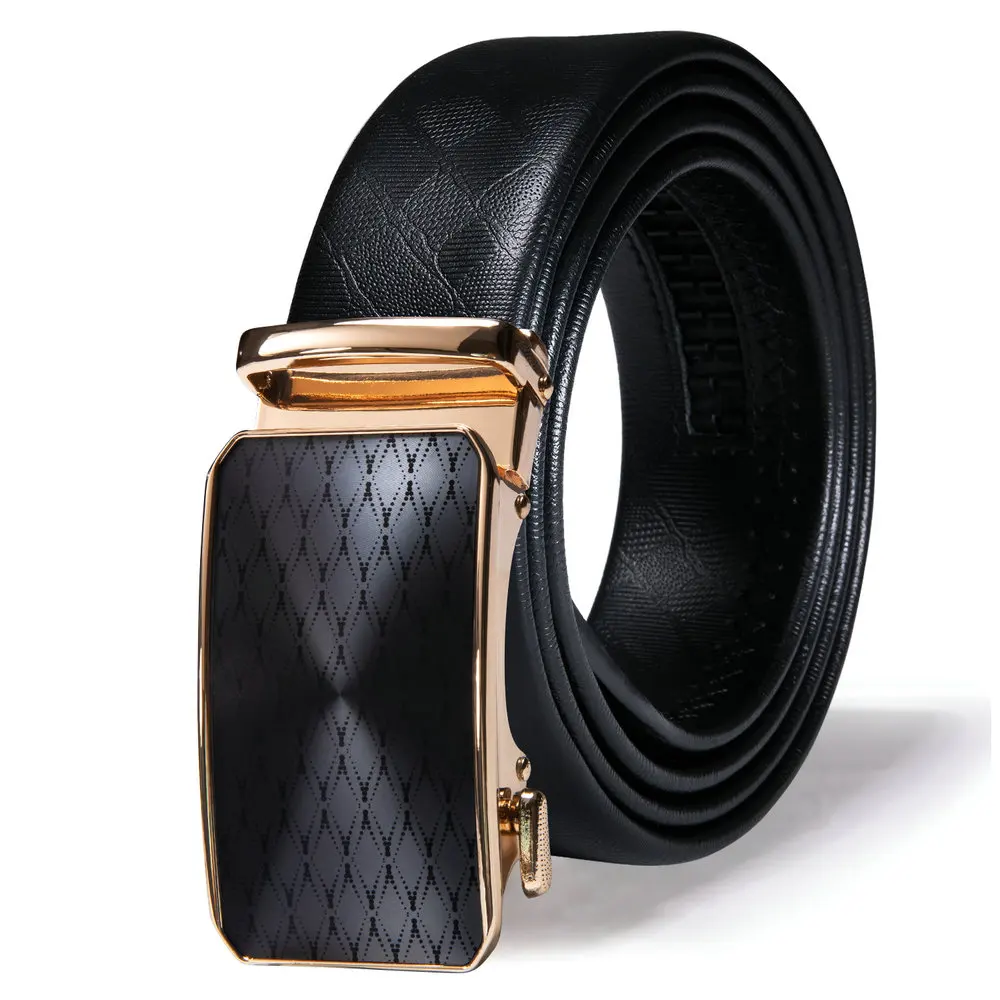 

Black Genuine Leather Men Belt Luxury Metal Automatic Buckle Designer Cowskin High Quality Male Strap Business Casual DK-2305