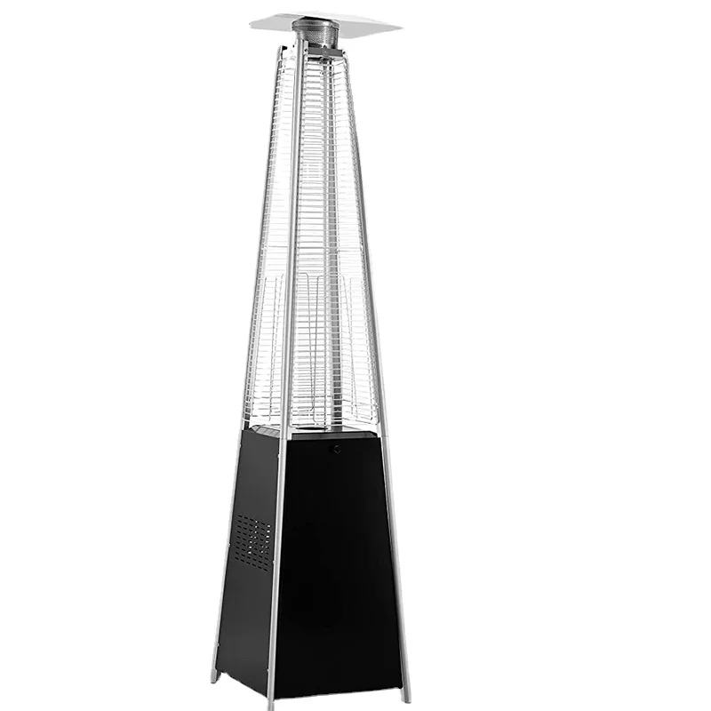 With Cover, 42,000 Btu Pyramid Flame Outdoor Heater Quartz Glass Tube Propane Heater Backyard Heater