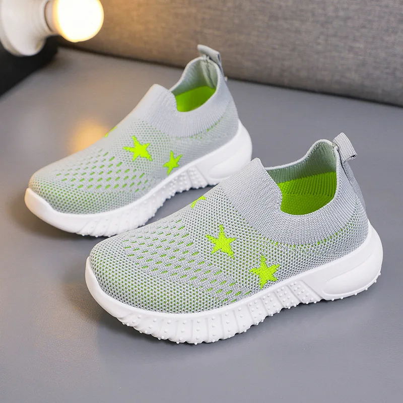Children Star Woven Fly Shoes Kids 2022 Fashion Casual Sneakers for Boys and Girls Anti-slip Sneaker Boys Girls Sport Shoes