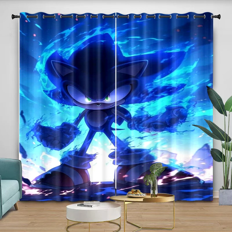 Шторы Sonic с мультяшным цифровым принтом для спальни, гостиной, кухни, защищающие от света, с креплением на кронштейн, 2 штуки (art.: 3920dc4f43587) - 3920dc4f43587
