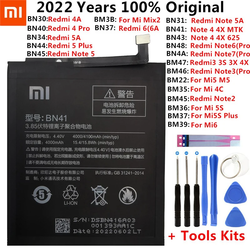 

Xiao Mi Original Phone Battery For Xiaomi Redmi Note 4 4X 3 3S 3X 4X 4A 3 pro 5 5A 6 6A Pro Mi4C Mi 5X Mi 5 Mi5 M5 Mi6 Batteries