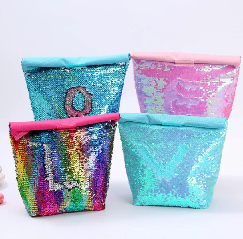 Fashion Sequins Insulated Bag Lunch Bag Aluminum Film Lunch Box Bag Outdoor Picnic Ice Pack Insulation Thermal Food Bag Woman