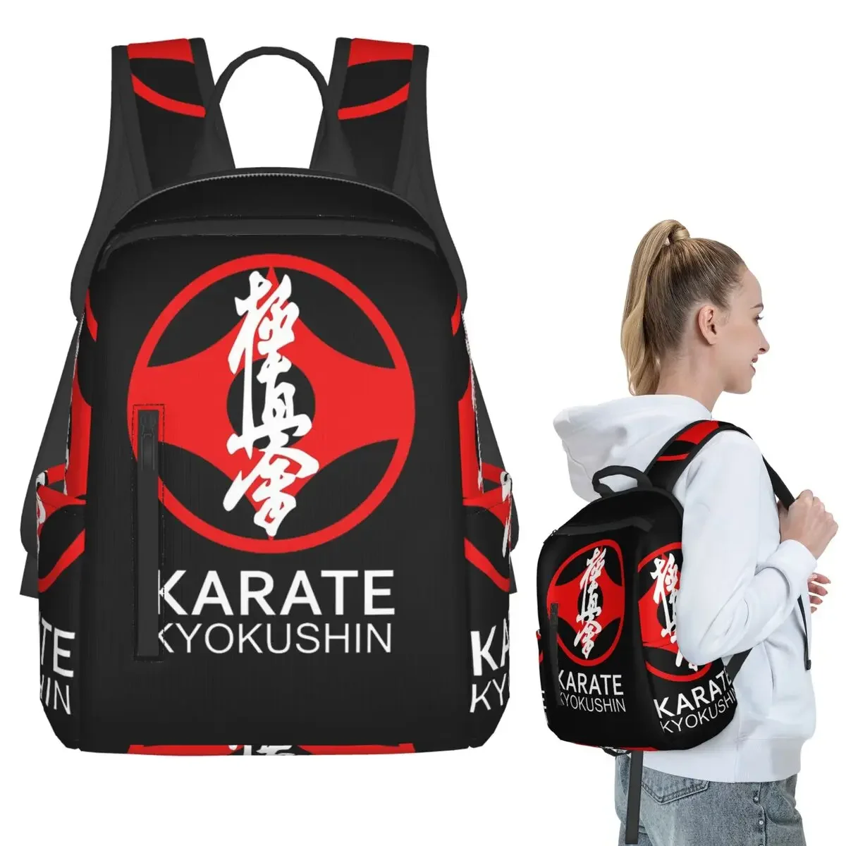 Фото Рюкзак Kyokushi Karate Kumite Scene, студенческая сумка для книг, детская школьная сумка, сумки на плечо для ноутбука, сумки на плечо для мальчиков и девочек №1
