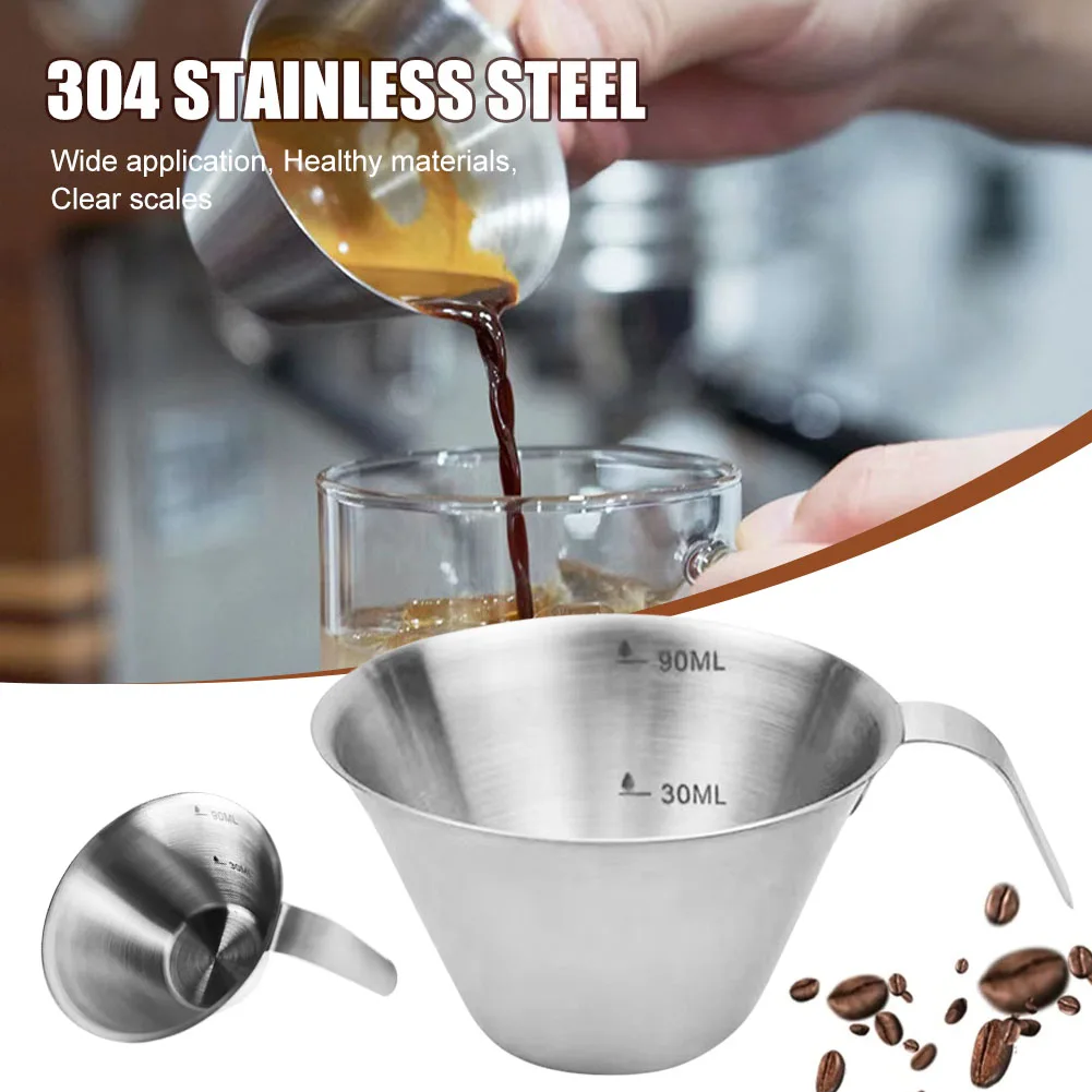 

90ml Stainless Steel Measuring Cup Espresso Cups Small Coffee Milk Pitcher Jug Barista Espresso Shot Cup Measure Kitchen Tools