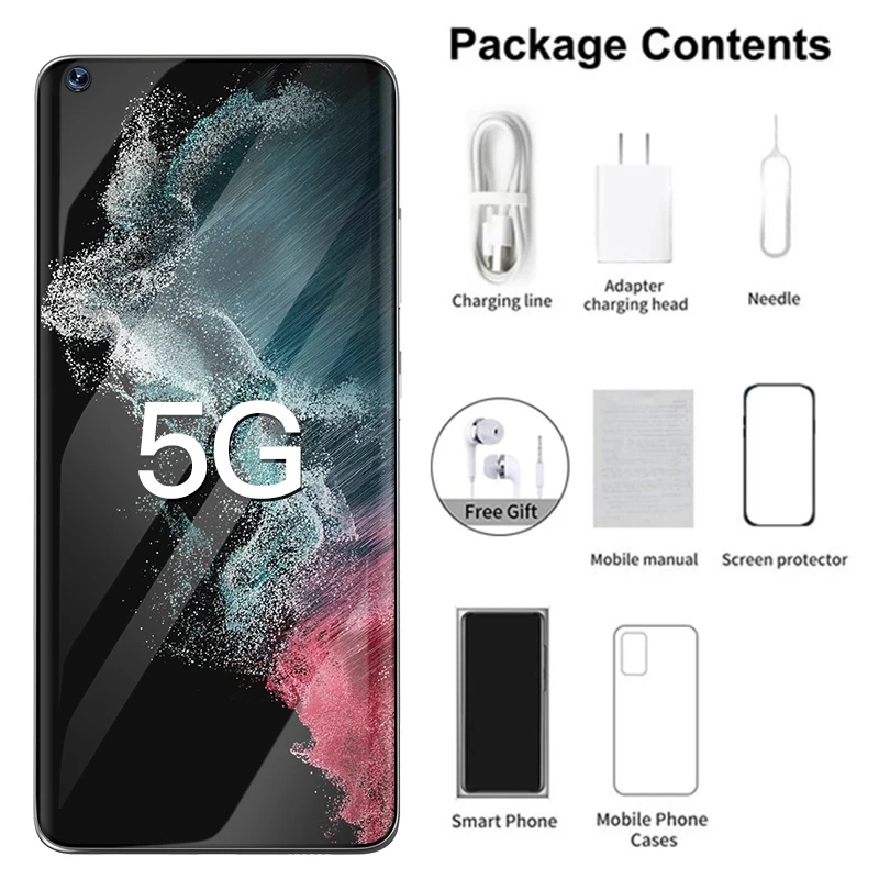 2022 s22 ultra global version 7 3 inch smartphone 16gb1tb 6800mah 48mp mobile phones 5g network unlocked smartphone celulares free global shipping