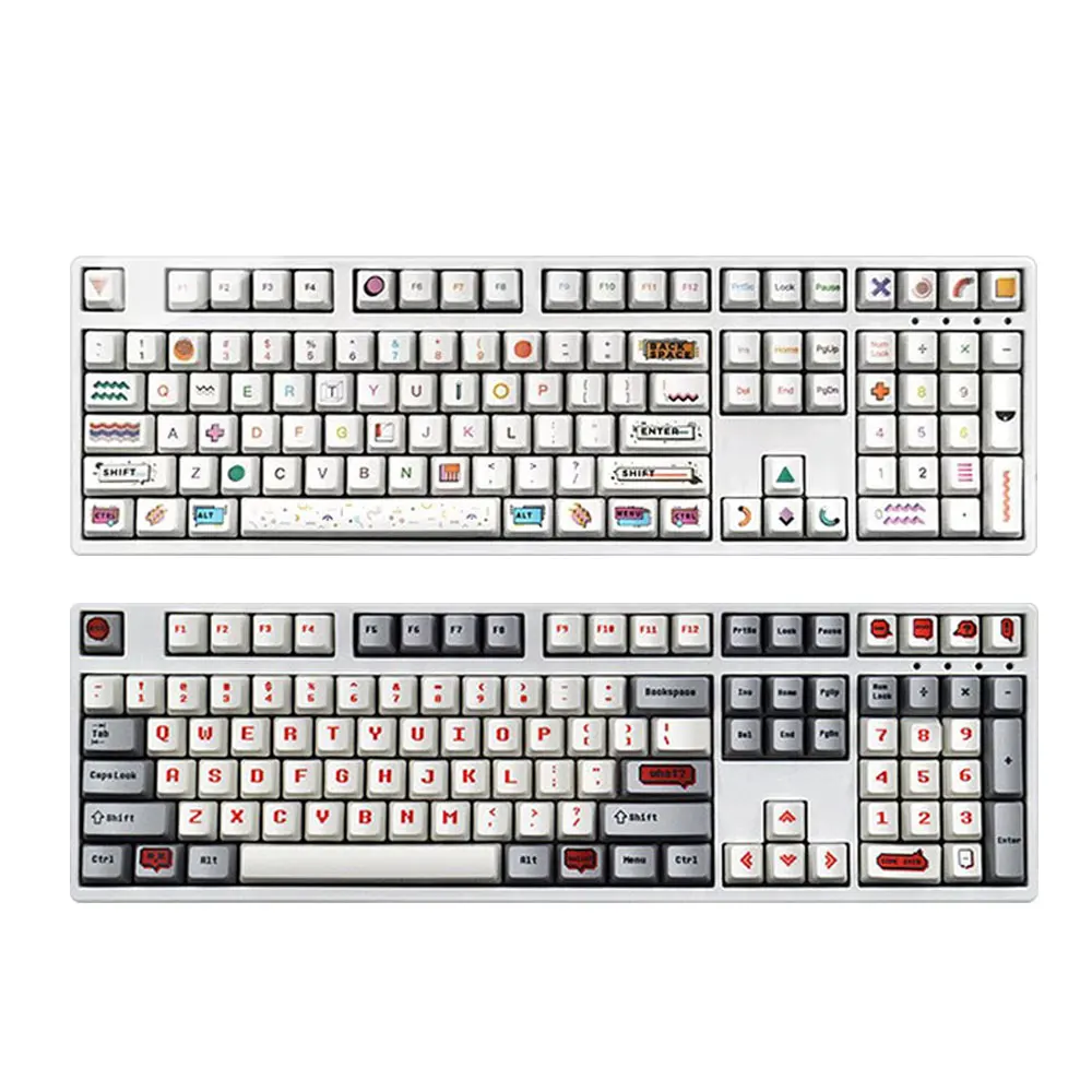 

104 клавиш пикселя Мемфис тематическая клавиатура OEM профиль краска Сублимация PBT клавиатура для игр механическая клавиатура пользовательск...