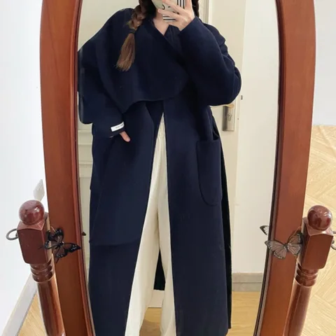 SHENGYAO женское фиолетовое шерстяное пальто oversize