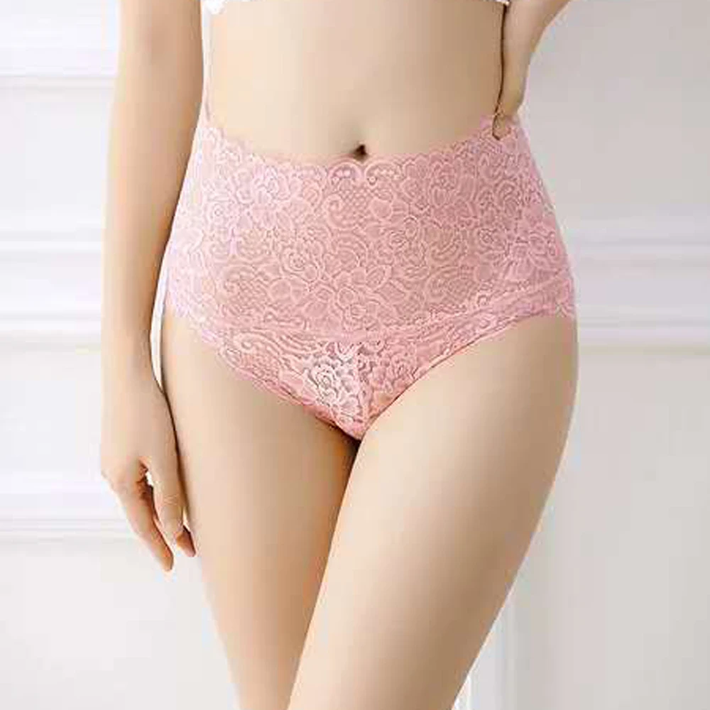 

Women High-waist Lace Panties Feminine Temptation Seamless Large Size Buttocks Abdomen Transparent Briefs Ladies Panties