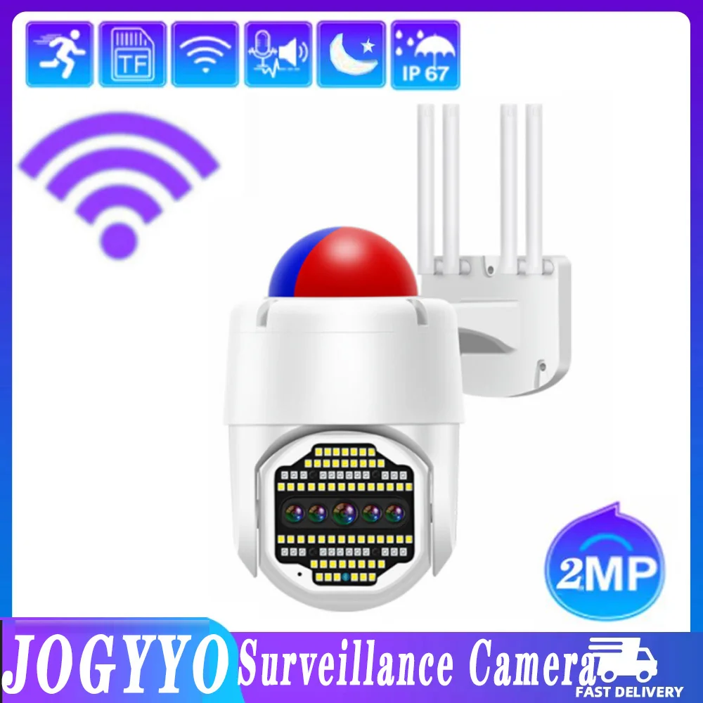 

2MP PTZ 50X Digital Zoom Outdoor Auto Tracking Wireless WiFi Security CCTV Camera Siren Alarm Color Night Vision 5 Lens Camera