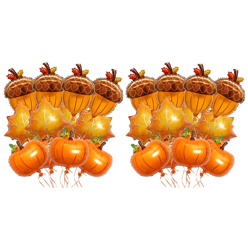 

Balloons Balloon Fallthanksgiving Pumpkin Decoration Harvest Party Autumn Decor Theme Aluminum Maple Leaf Pine Coneprop Festival