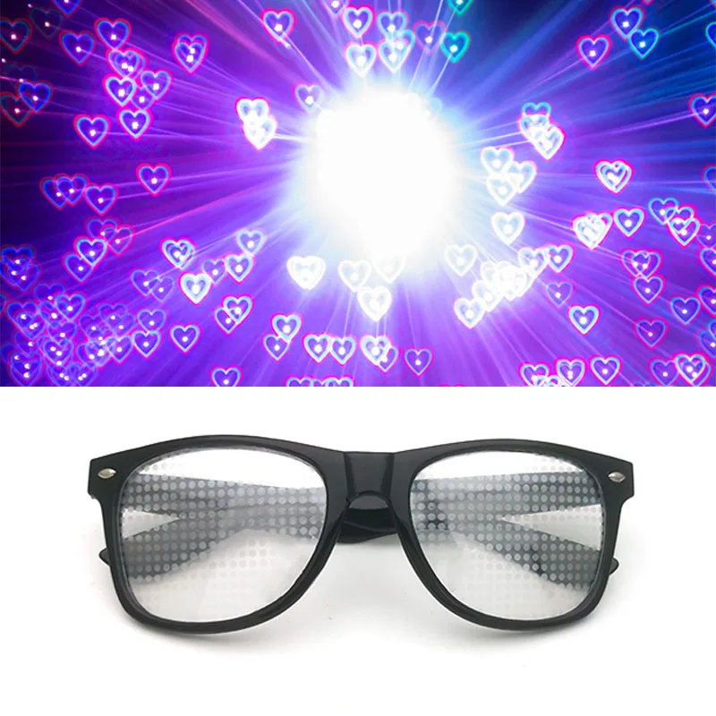 Creative Fireworks Glasses Watch The Lights Change To Heart Shape At Night Diffraction Funny Sunglasses Party Supplies Wholesale