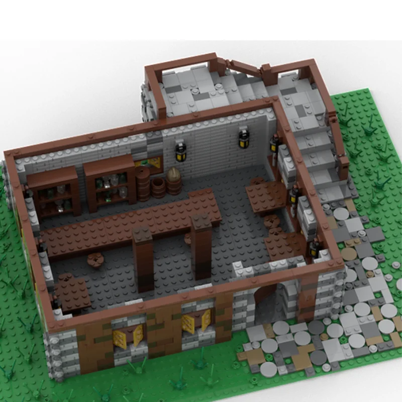 Фото 3180 деталей MOC: Средневековый двухэтажный замок-кафе, конструктор, игрушки, строительные блоки, рождественские подарки, идеи для творчества на день рождения, DIY для детей №2