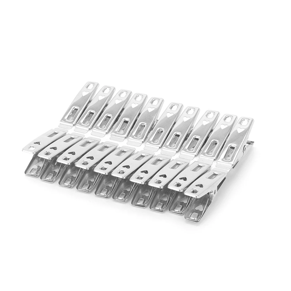 

40Pcs Stainless Steel Spring Loaded Metal Clothes Pegs Laundry Clip Cloth Pack Cleaning Laundry Supplies Clothespins Bags
