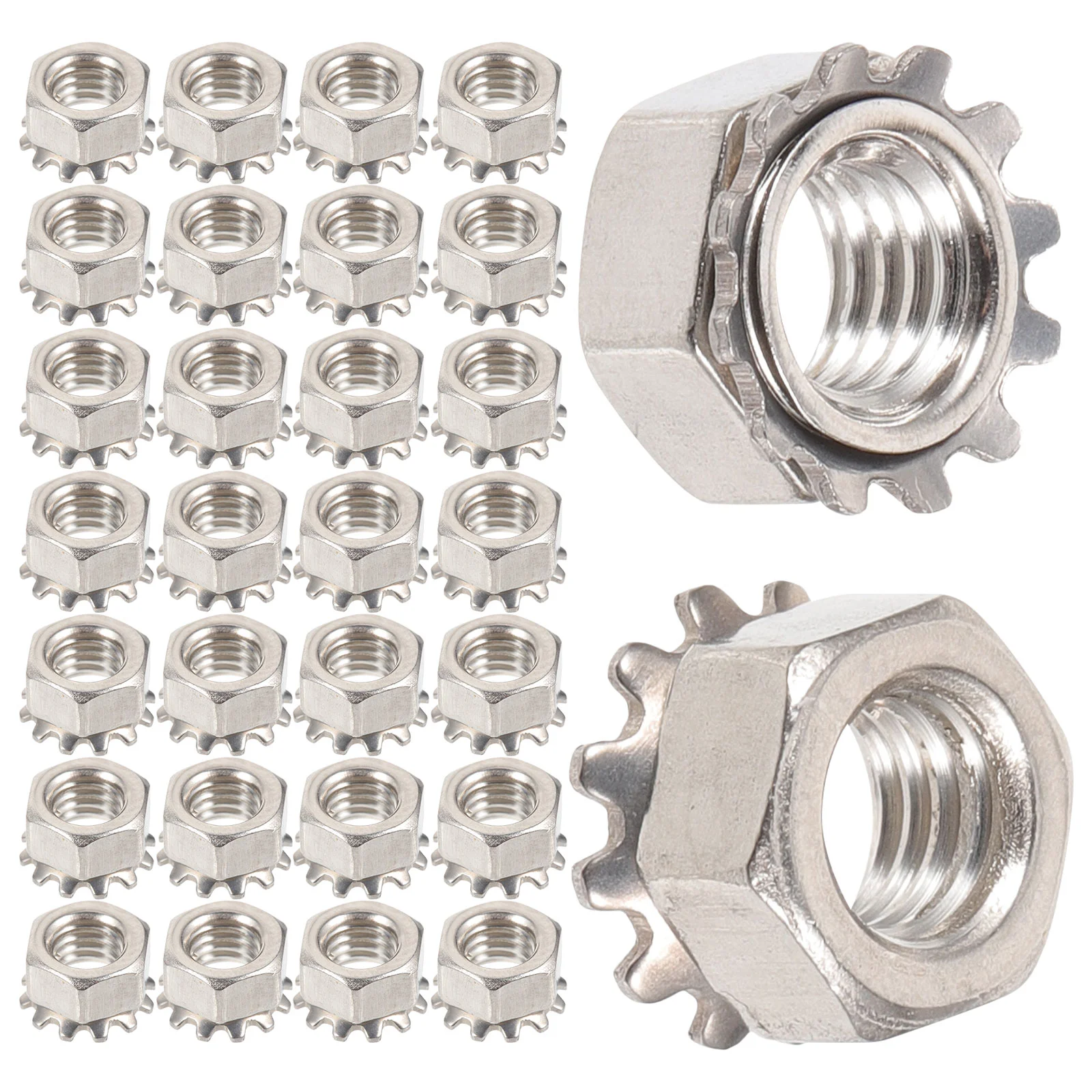 

50pcs Hex Nut Hex Lock Nut Fasteners Lock Nut Stainless Steel Hex Locknuts Nuts With External Tooth Washer Hex Head Lock Nut