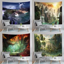 Anime World Tapestry Red Leaf Tree  Forest Stream  Art Living Room Bedroom Dormitory Can Be Customized