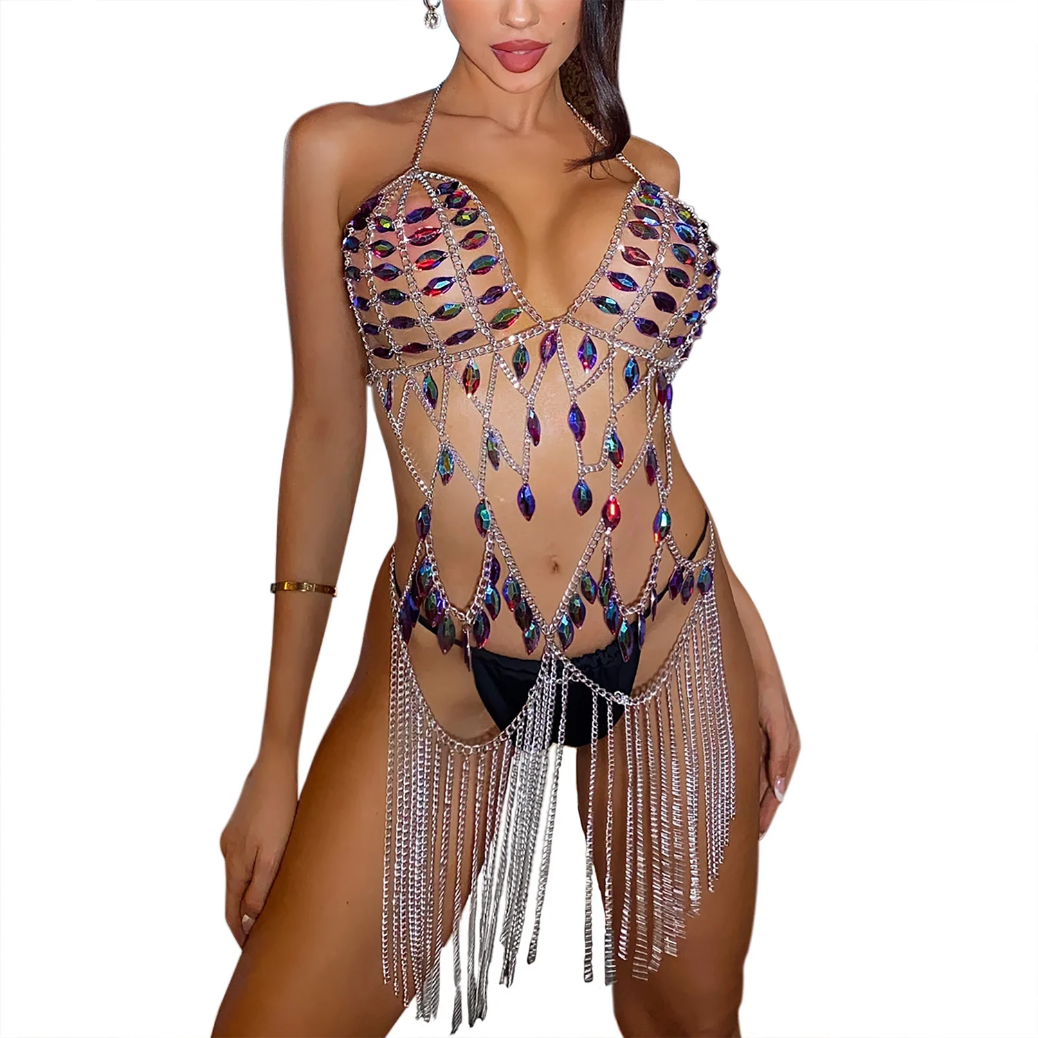 Женская цепочка бикини с длинными кисточками пикантное ажурное украшение для