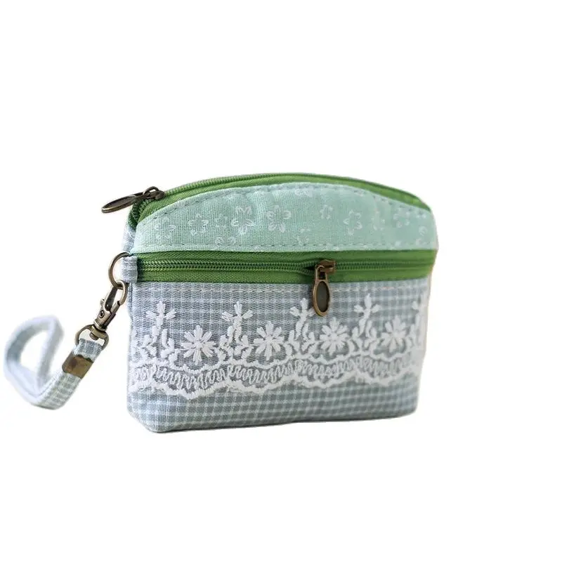 

HAPPIEST Women Coin Purse Cotton Floral Lace Ladies Clutch Mini Handbag Card Bag Brands 2022 Female Small Money Pouch for Girls
