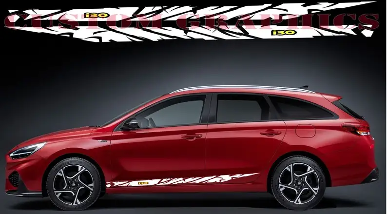

Sport Sticker Decal Side Door Stripes Compatible with Hyundai i30