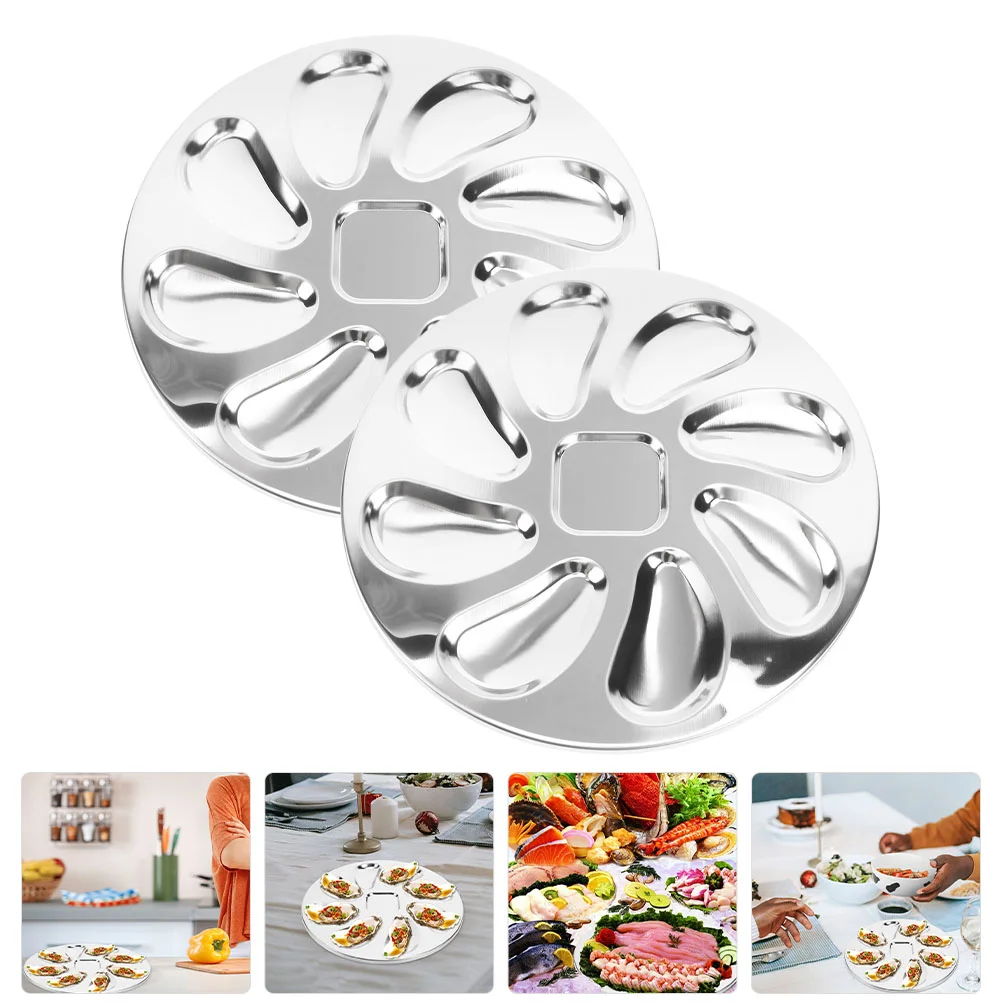 

Oyster Tray Dish Serving Plate Pan Seafood Grillsteel Stainless Platter Baking Plates Shells Sauce Dipping Bowl Appetizer