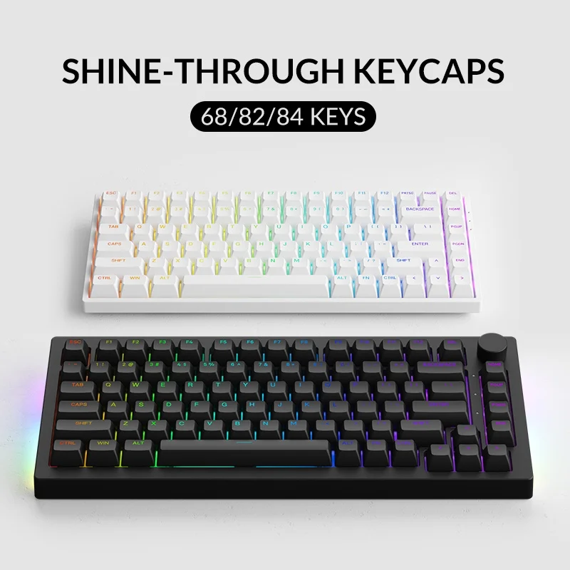 

Новинка 5075S/5087S/3084S/3068S/S RGB светодиодный Механическая игровая клавиатура с горячей заменой блестящие колпачки клавиш USB Проводная с ручкой дл...