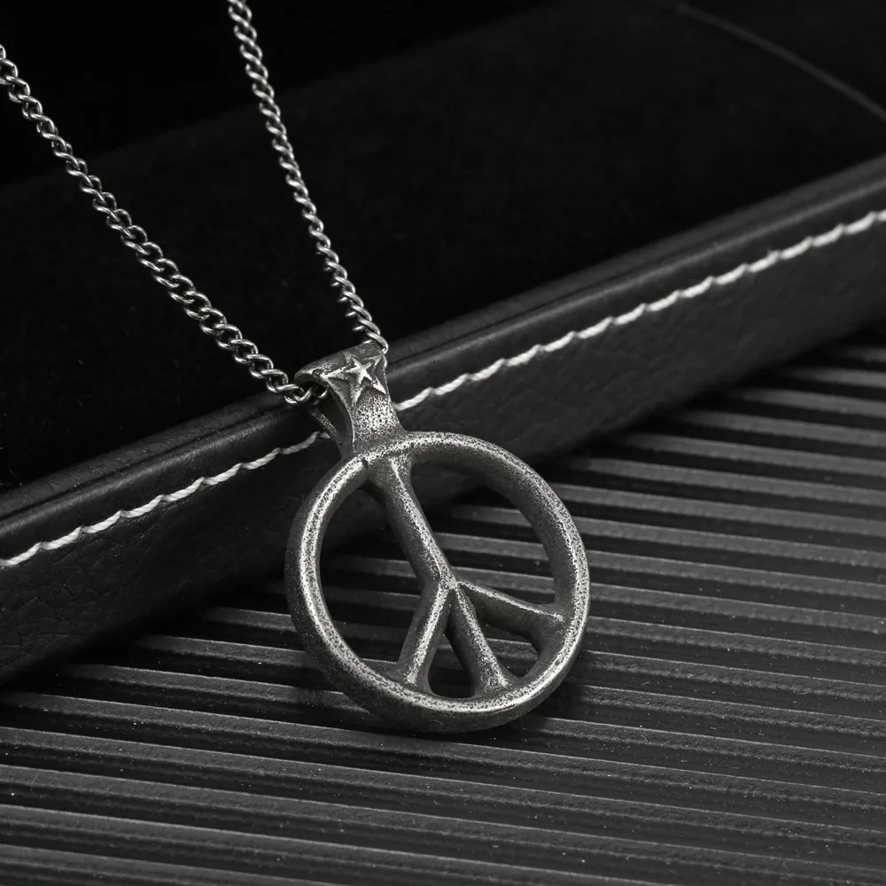 Ожерелье с подвеской в виде знака мира стиле хиппи из нержавеющей стали для