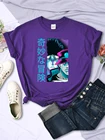 Женская футболка с рисунком из мультфильмов jojo в стиле фантастики, простота, свободная футболка, одежда, мягкая футболка в стиле хип-хоп, повседневные топы с круглым вырезом, женские