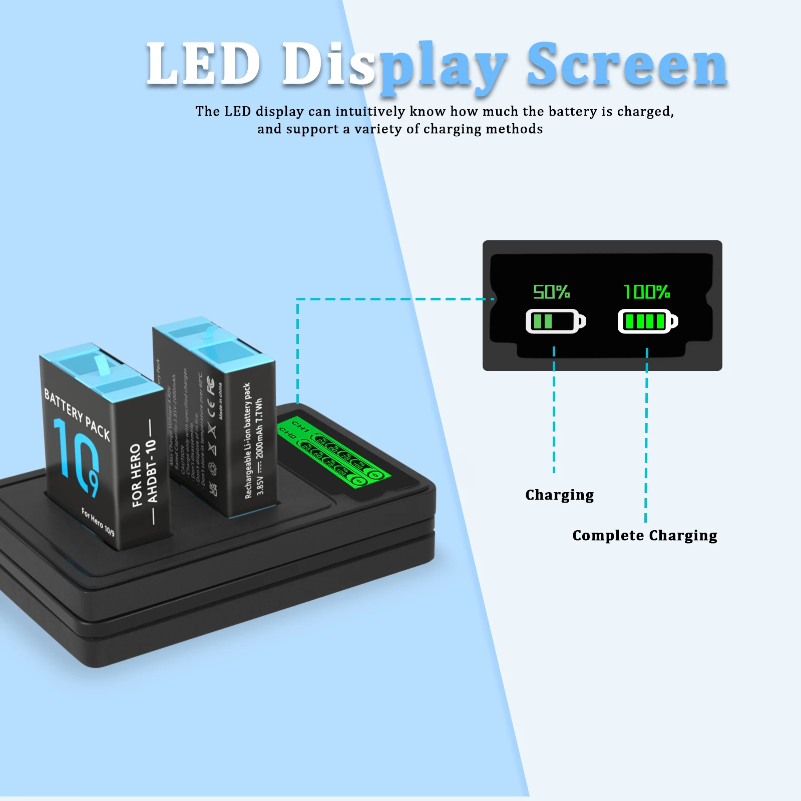 Аккумулятор для GoPro Hero 7 hero 6 5 черный аккумулятор или тройное зарядное устройство