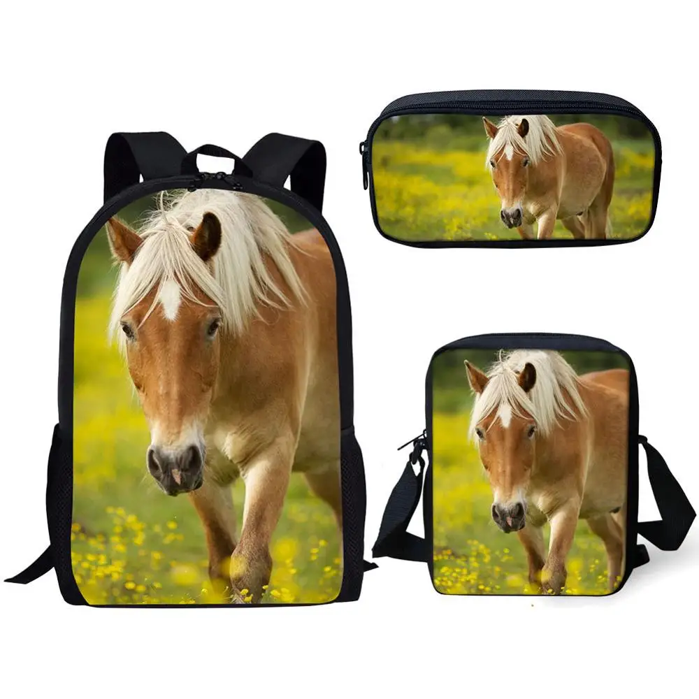 

Cute Horse Pattern Back To School Student Backpacks Set Children School Bags For Teenage Girls Boys Schoolbags Kids Book Bag