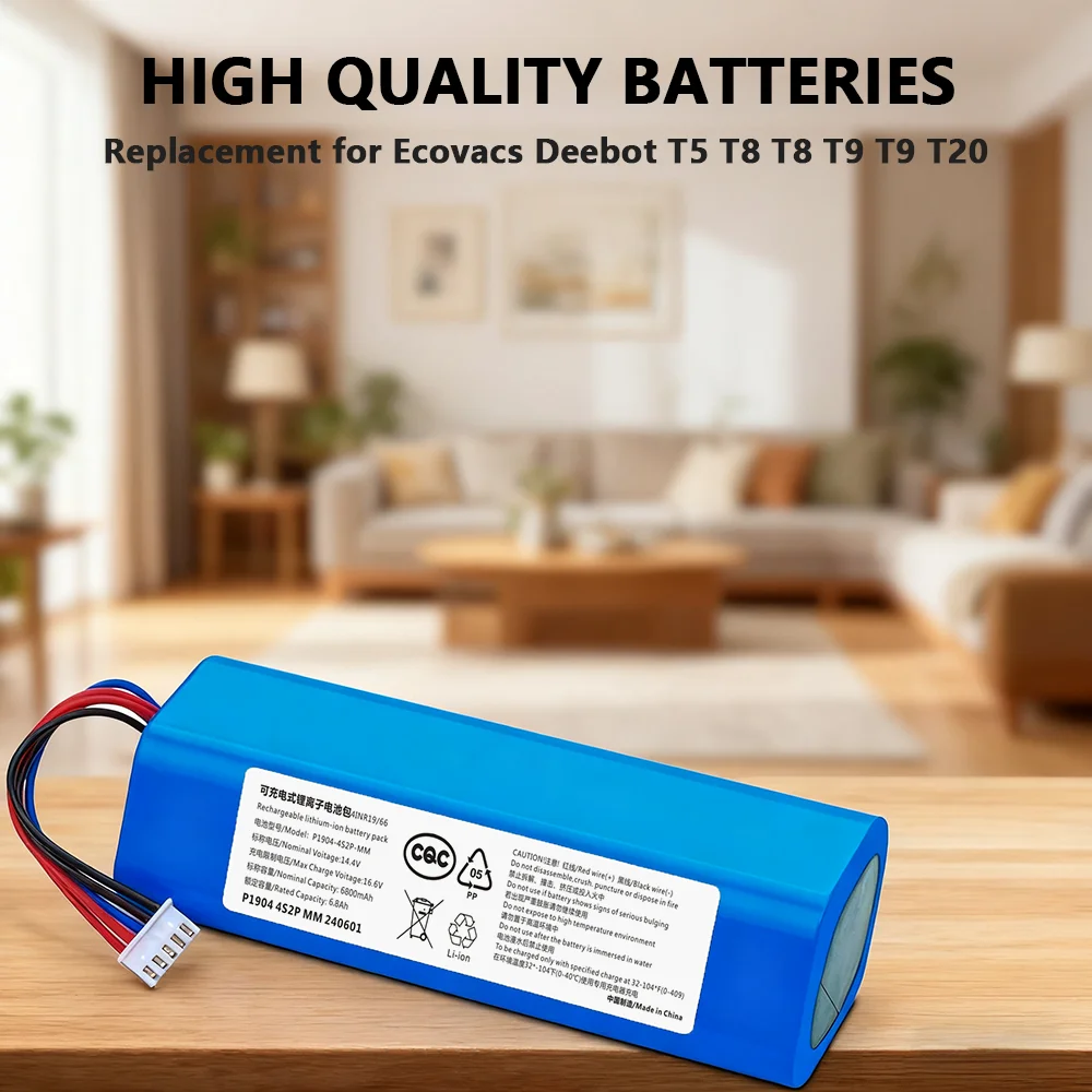 Фото S10-LI-144-5200 Сменный аккумулятор 12800 мАч для пылесоса Ecovacs Deebot T5 T8 + T9 T9 + Ozmo 950 T10 DX65 DX93 DX96 X1 Series №1