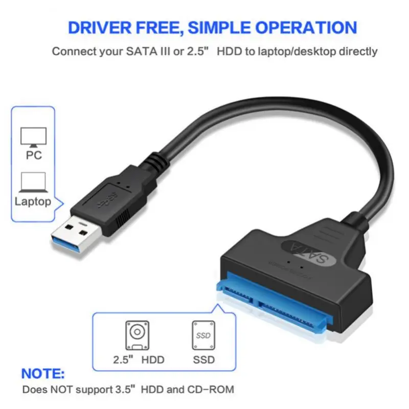 

Usb-кабель Easy Drive, совместимый с Usb 2,0 2,5 на Sata, поддержка кабеля адаптера дюйма, Кабель-адаптер для жесткого диска