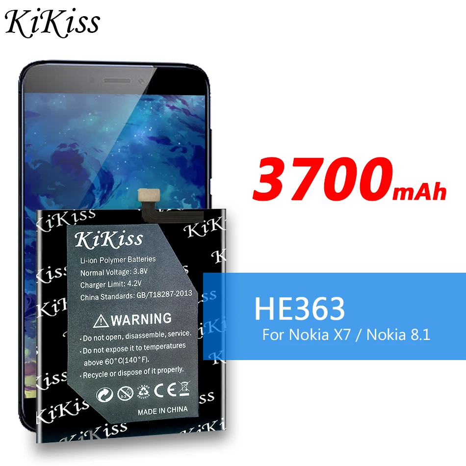 

Оригинальный аккумулятор KiKiss 3700 мАч HE363 для Nokia X7 TA-1131 TA-1119/для Nokia 8,1 TA-1119 TA-1128 HE 363 HE-363, аккумуляторы для телефонов