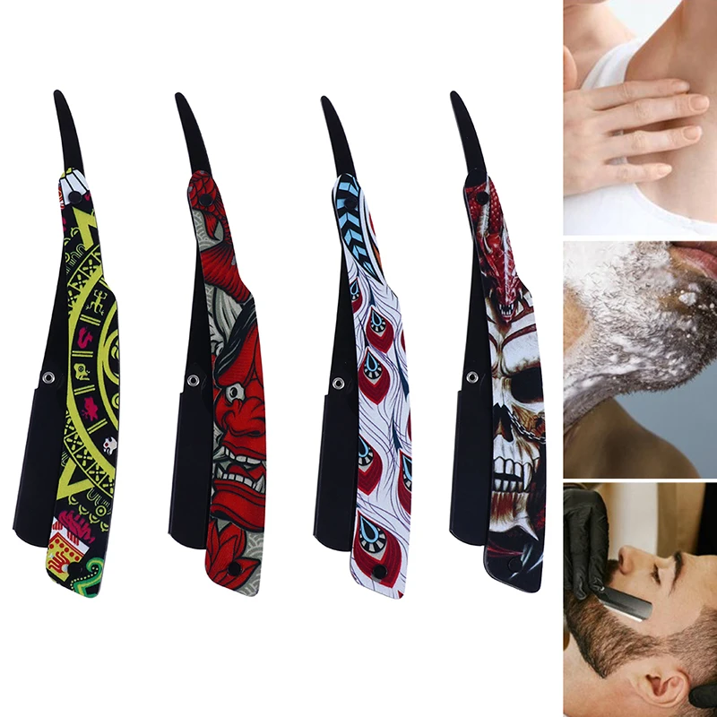 

1pcs Folding Straight Edge Barber Razor Haircut Beard Eyebrow Shaving Tool Manual Depilation Razor Hairdresser Trimming Blades