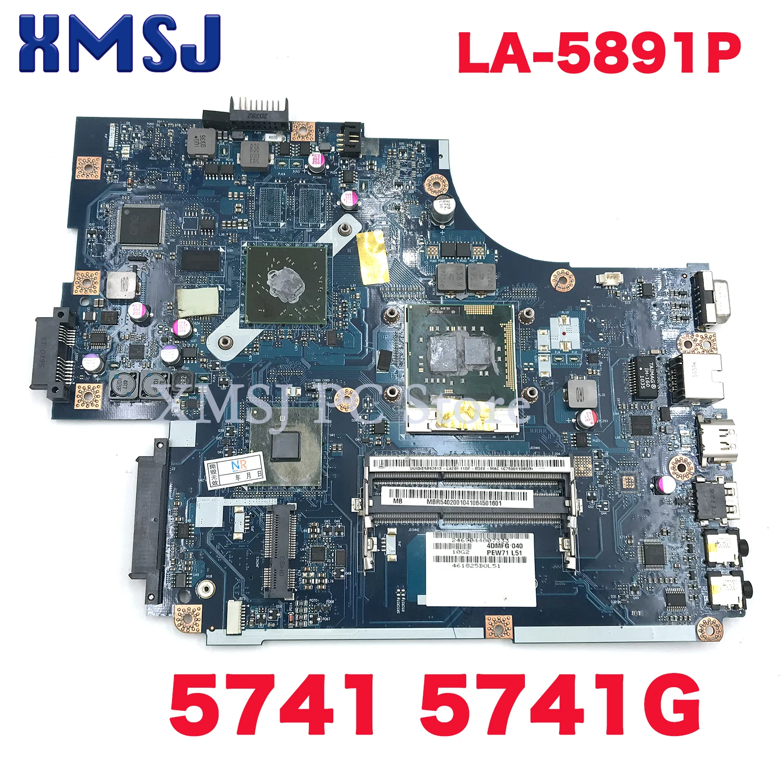 Материнская плата XMSJ для ноутбука ACER 5741 5741G MBPTD02001, новая модель, материнская плата HM55 GT320M 1 ГБ DDR3, Бесплатная Материнская Плата ЦП, полный тест